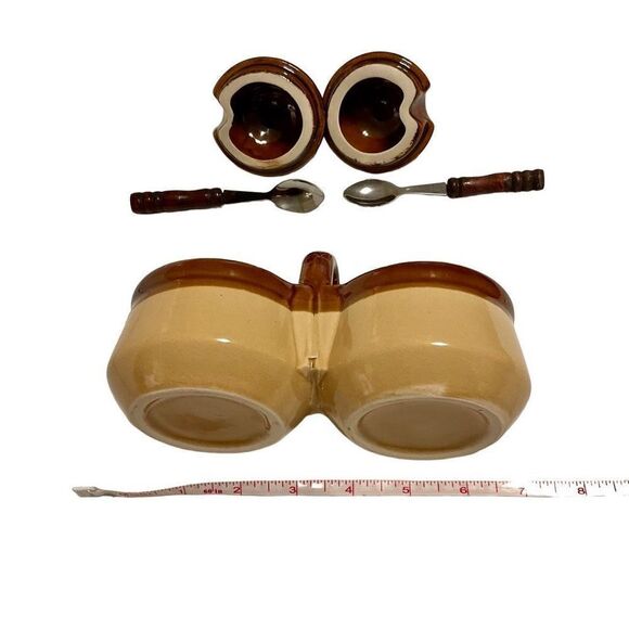 Vintage Double Condiment Jars with Lids and Spoons - Picture 6 of 11